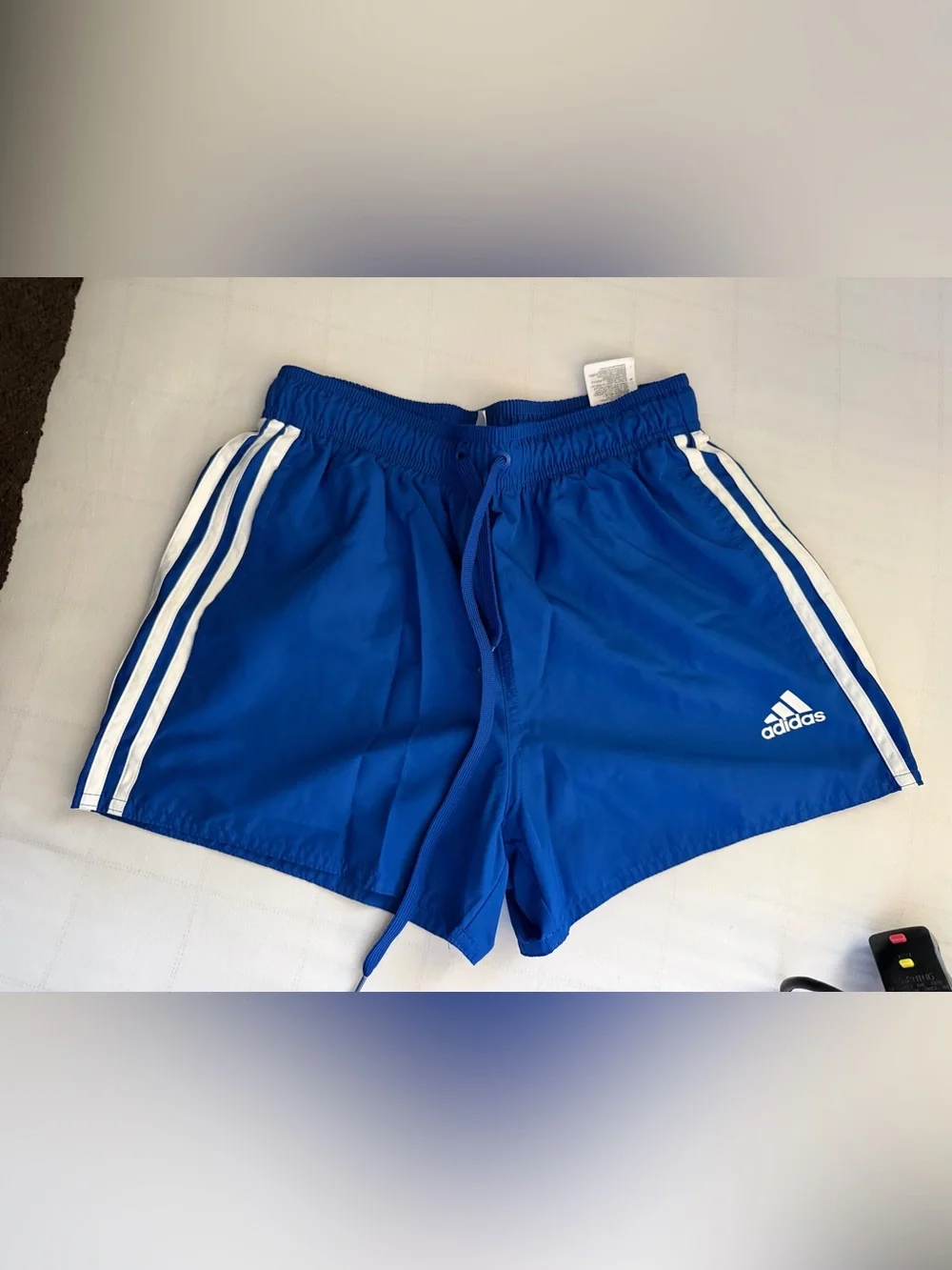 adidas Men's Royal Blue Athletic Shorts with White Stripes